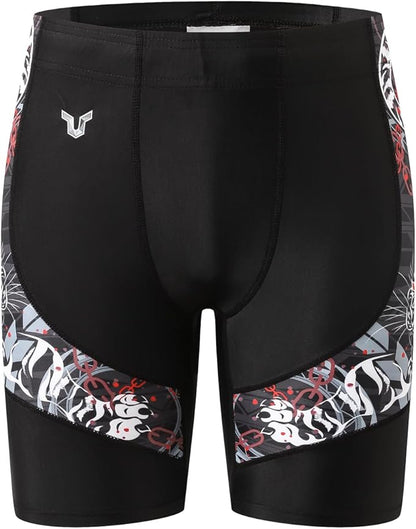 HUGE SPORTS Men's Rash Guard Swim Shorts Compression Swimming Jammer Cool Dry Active Swimsuit