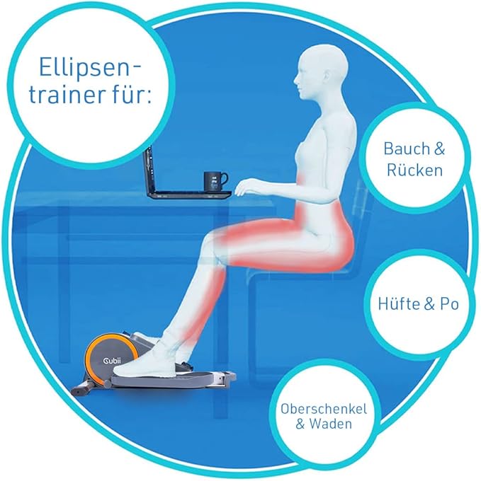 Cubii GO - Under Desk Elliptical Bike Pedal Exerciser, with LCD Fitness Tracker Screen, Adjustable