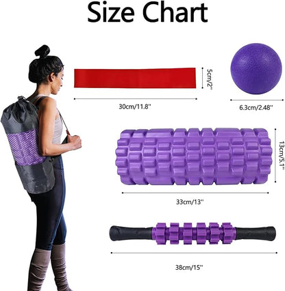 5 in 1 Foam Roller Set, Trigger Point Foam Roller Patented, Massage Roller Stick, Massage Ball