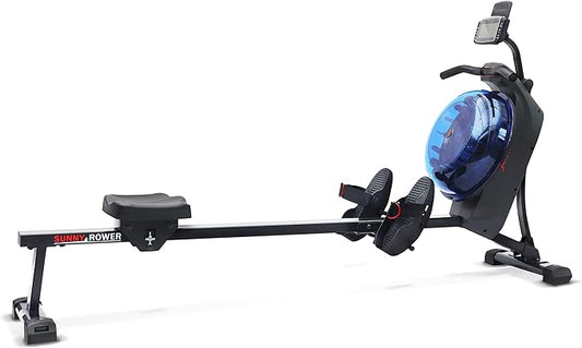 Sunny Health & Fitness Elite Water Rowing Machine with High Dynamic Resistance Vertical Tank