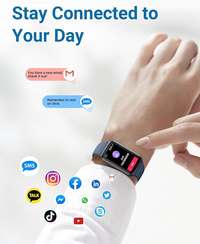 Health Fitness Tracker with 24/7 Heart Rate, Blood Oxygen, Blood Pressure, Sleep Tracker, 5ATM