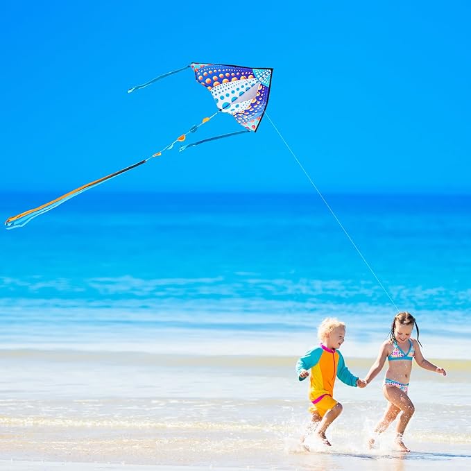 HONBO Large Delta Kite for Kids & Adults,Extremely Easy to Fly Kite for Beach Trip,String Line
