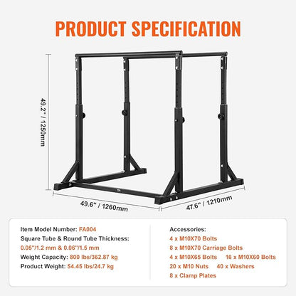 VEVOR Dip Bar, 800 lbs Capacity, Heave Duty Dip Stand Station with Adjustable Height, Fitness