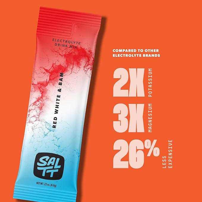 Keto Chow SALTT Electrolytes Powder Packets, Red White & Bam (30 Hydration Packets) - Magnesium
