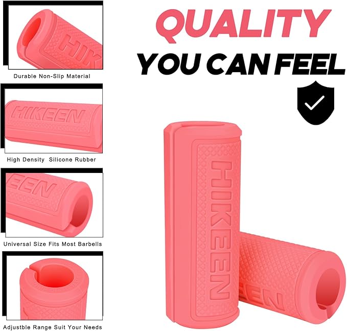 Hikeen Thick Bar Dumbbell Grips,Non Slip Hard Rubber Barbell Grips,Grips for Weight Lifting, Muscle