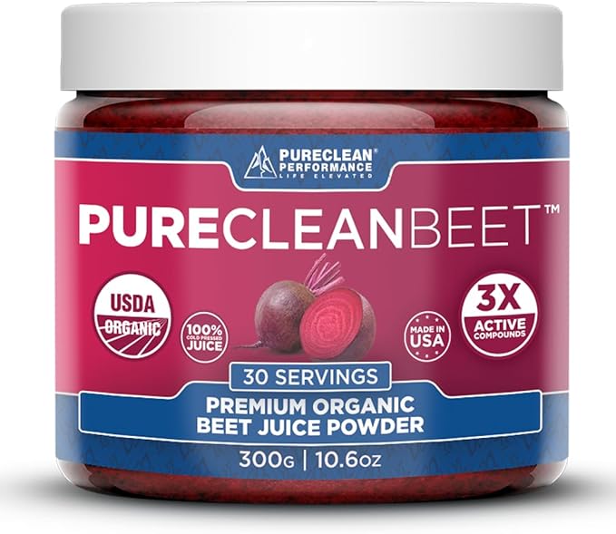 PureClean Beet Premium Beet Juice Powder - 100% Organic Nitric Oxide Support for Clinically-Proven