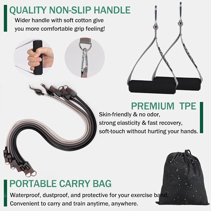 Resistance Bands with Handles, Single Resistance Bands, Exercise Bands with Handles, for Resistance