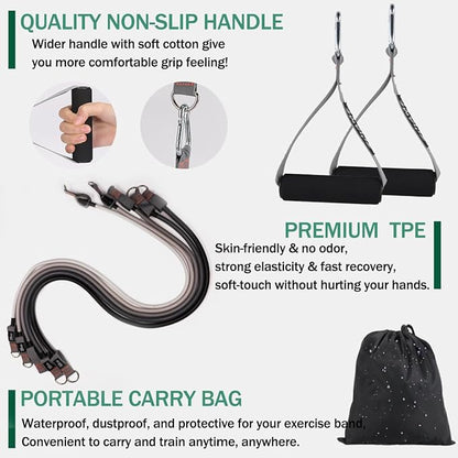 Resistance Bands with Handles, Single Resistance Bands, Exercise Bands with Handles, for Resistance