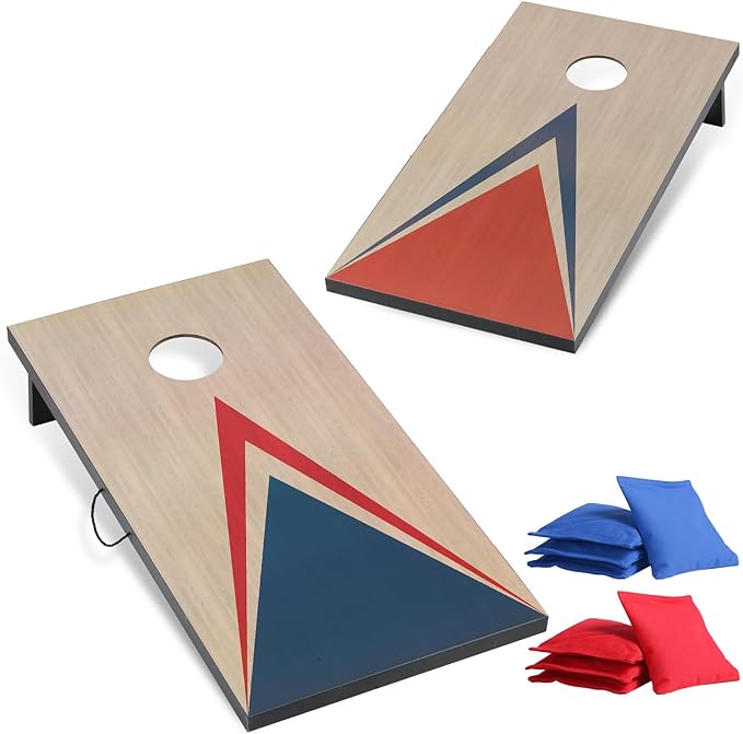 Cornhole Sets 4 x 2 ft with 8 Bean Bags Regulation Size, Corn Hole Games for Adults Outdoor Bean
