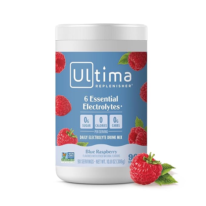 Ultima Replenisher Daily Electrolyte Powder Drink Mix – Sugar Free – Blue Raspberry, 90 Servings
