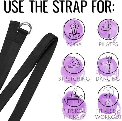 TECEUM Yoga Strap & Mat Strap – 2 IN 1 – Cotton – 6 ft 8 ft 10 ft (30+ colors) – Adjustable
