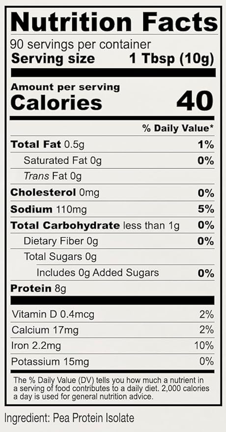 Anthony's Premium Pea Protein, 2 lb, Plant Based, Gluten Free, Unflavored, Vegan, Keto Friendly