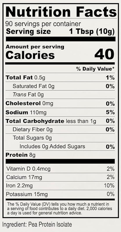 Anthony's Premium Pea Protein, 2 lb, Plant Based, Gluten Free, Unflavored, Vegan, Keto Friendly