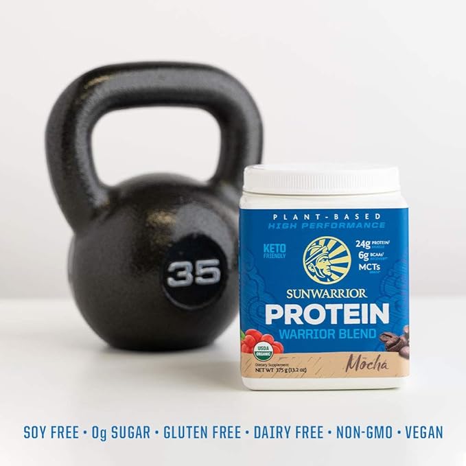 Sunwarrior Organic Plant Based Protein Powder | Vegan Organic Protein Powder Mocha Flavored with