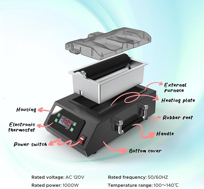 XCMAN Alpine Nordic XC Ski Digital Roller Waxing Machine - Detachable Wax Tray - Double Roller
