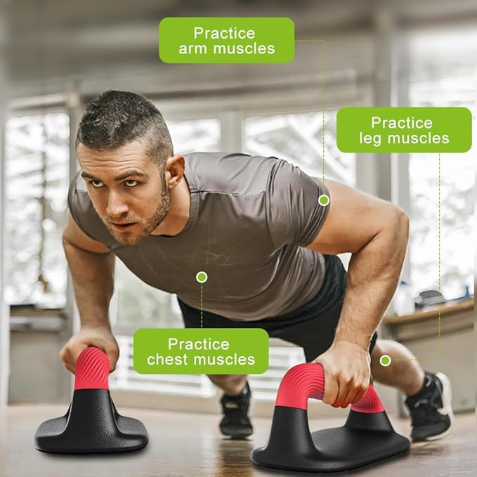 Kipika Push Up Bars, Pushup Stands, Anti-Slip Soft Plastic Push Up Handles, Bottom Anti-Slip Pad