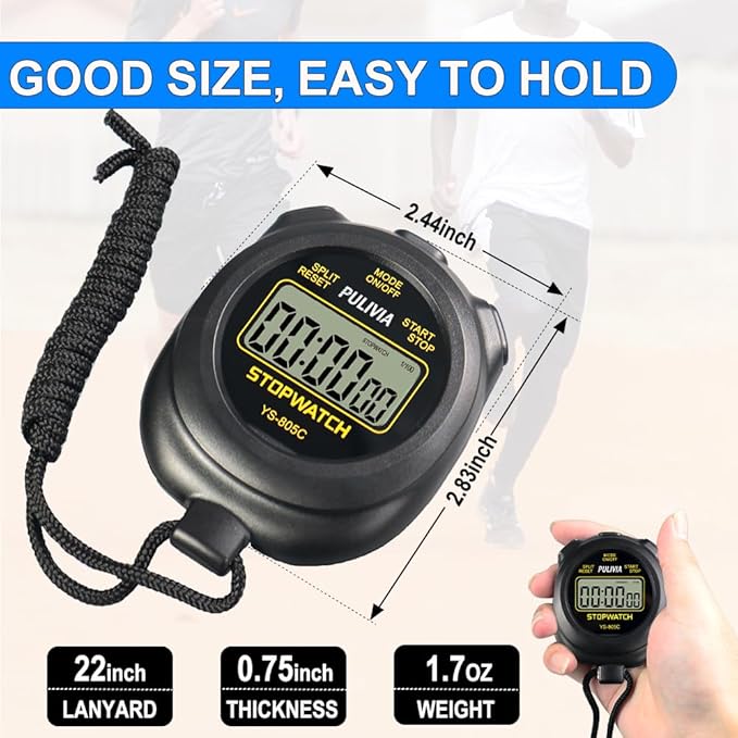 Stopwatch Timer with Countdown, Simple Operation Digital Stop Watch for Sports, Countdown-Alarm