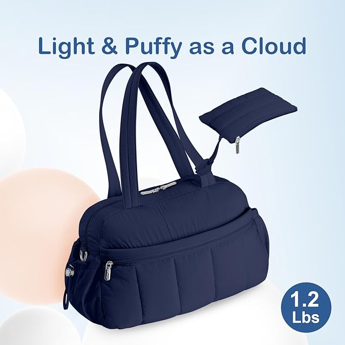 TOPDesign Travel Duffel Bag for Women, Puffer Gym Bag Sports Tote with Wet Pocket, Carry On