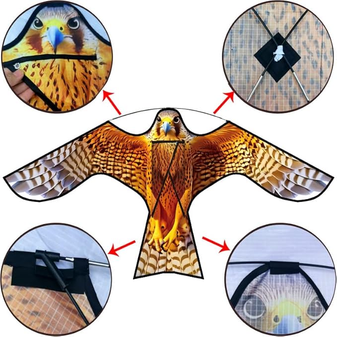 HENGDA KITE Bird Hawk Flying Kite Without Pole for Crops Farm Protector Bird Scarer Flying Kite