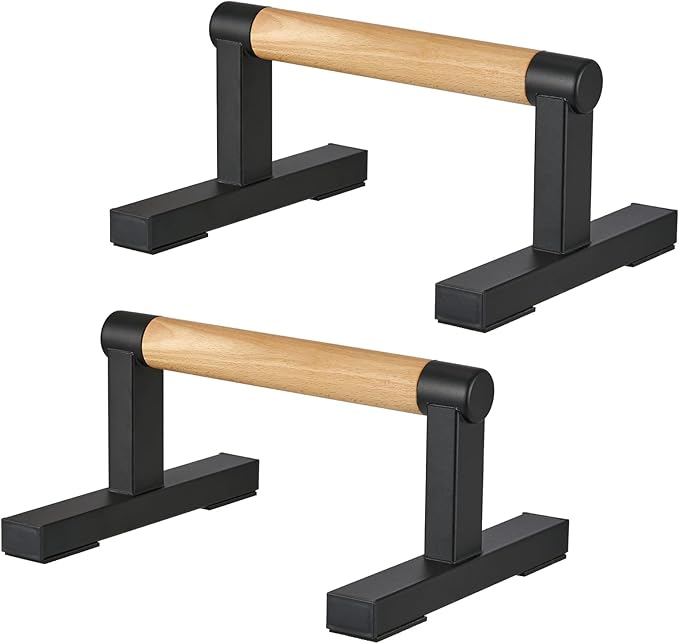 1 Pair Wooden Parallettes Push Up Bars for Men, Strength Training Pushup Stands Handles for Home