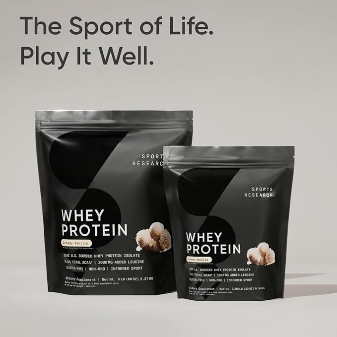 Sports Research Whey Protein - Sports Nutrition Whey Isolate Protein Powder for Lean Muscle