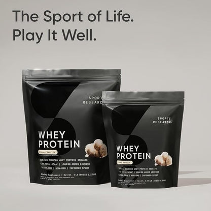 Sports Research Whey Protein - Sports Nutrition Whey Isolate Protein Powder for Lean Muscle