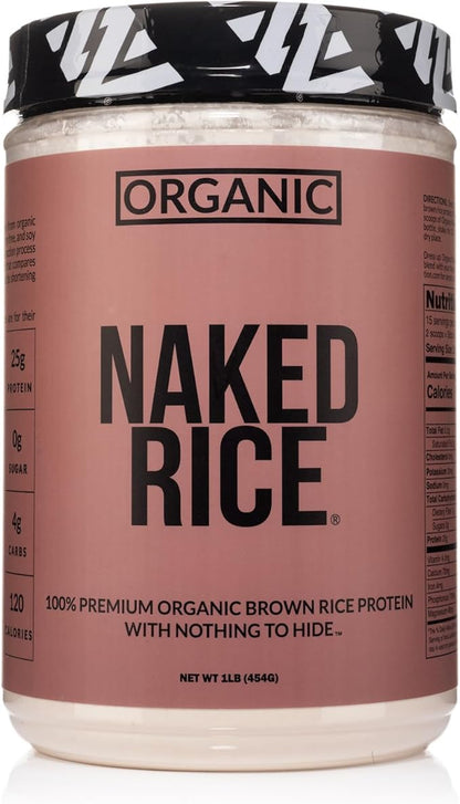 Naked Rice 1Lb - Organic Brown Rice Protein Powder - Vegan Protein Powder, GMO Free, Gluten Free &