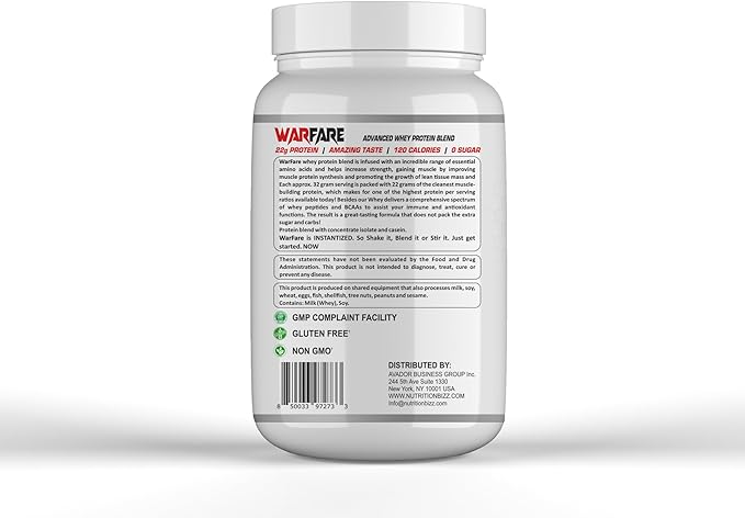 Warfare 2 lbs Advanced Whey Protein Blend 22g Protein per Serving Amazing Flavors (2 lbs, Chocolate