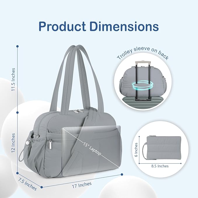 TOPDesign Travel Duffel Bag for Women, Puffer Gym Bag Sports Tote with Wet Pocket, Carry On