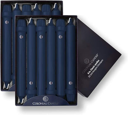 Colonial Candle Unscented Taper Candle, Classic Collection, Indigo, 8 In, Pack of 12 - Up to 6