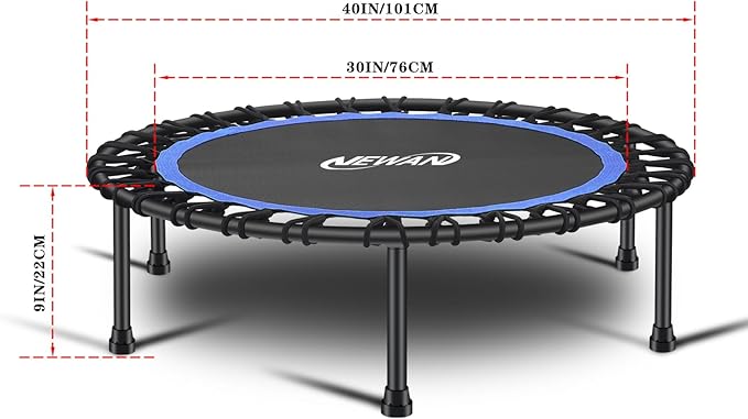Newan 40"-48" Silent Mini Trampoline Fitness Trampoline Bungee Rebounder Jumping Cardio Trainer