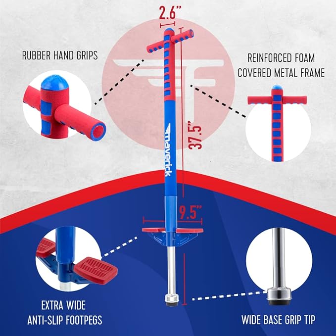Flybar Maverick Foam Pogo Stick for Kids Age 5 and Up, 40 to 80 Pounds, Pogo Stick for Boys and