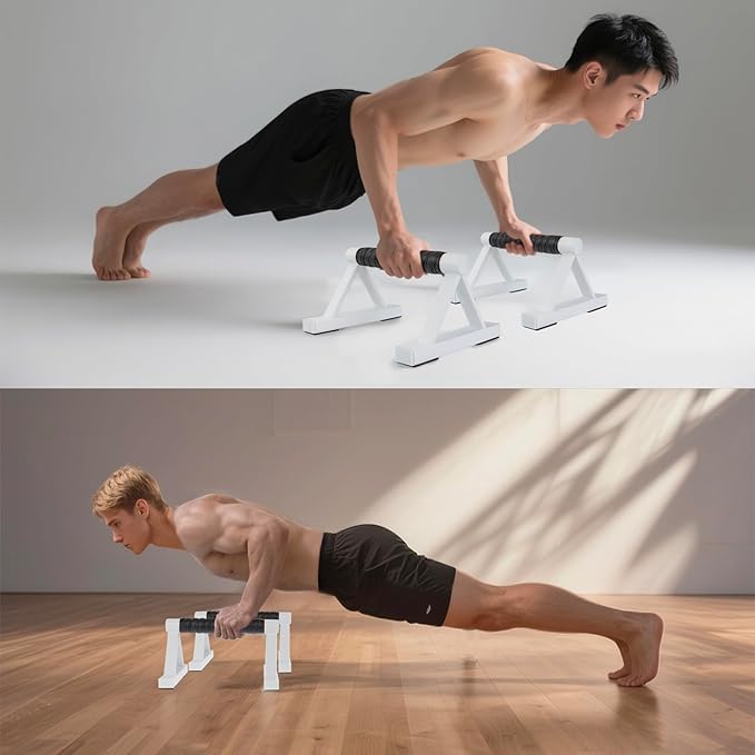 1 Pair Wooden Parallettes Push Up Bars for Men, Strength Training Pushup Stands Handles for Home