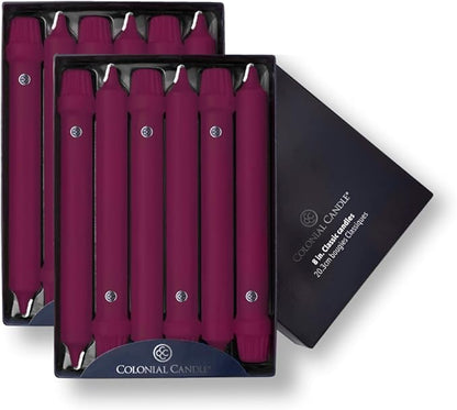 Colonial Candle Classic Tapers, 8-Inch, Mulberry - Pack of 12