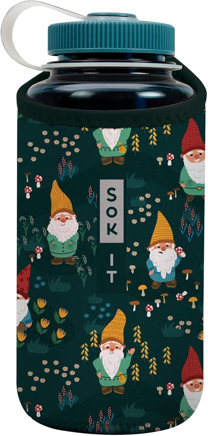 Sok It BotlSok Water Bottle Sleeve Insulated Neoprene Cover (Rollin' with my Gnomies, Fits 32oz