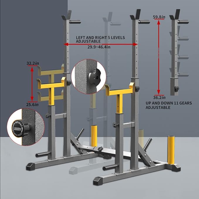 K KiNGKANG Adjustable Squat Rack,Multi-Function Barbell Rack for Weight Lifting and Home Gym