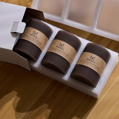 MOZEAL 3" x 6" Hand-Poured Unscented Candle, Dripless Pillar Candle Set of 3, Long Lasting