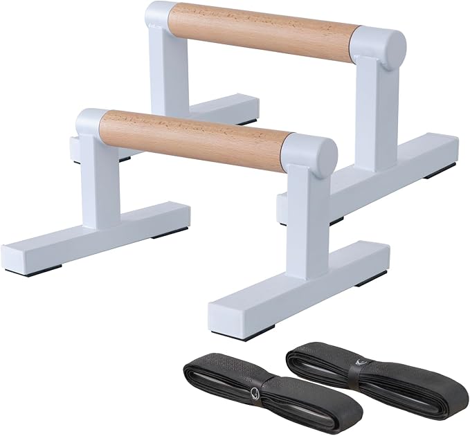 1 Pair Wooden Parallettes Push Up Bars for Men, Strength Training Pushup Stands Handles for Home