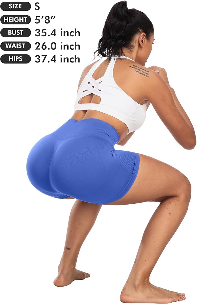 CHRLEISURE Women's 4 Packs Workout Gym Shorts, High Waisted Butt Lifting Scrunch Butt Seamless