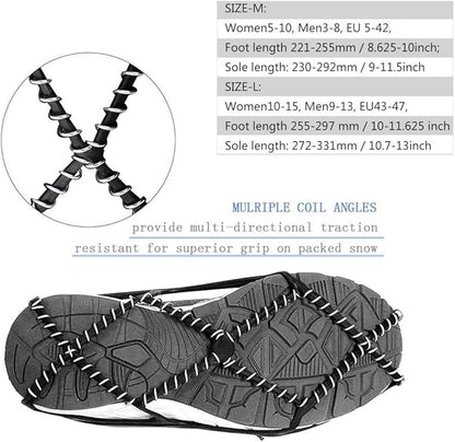 Ice Cleats, Highly Elastic Traction Cleats Grippers with Magic Tape Straps and Storage Bag, Anti