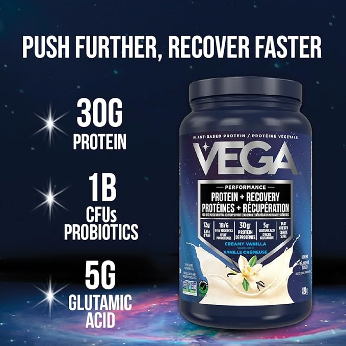 Vega Sport Vegan Protein Powder + Recovery - 30g Plant Based Protein per Serving, Berry, 19