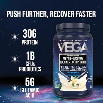 Vega Sport Vegan Protein Powder + Recovery - 30g Plant Based Protein per Serving, Berry, 19