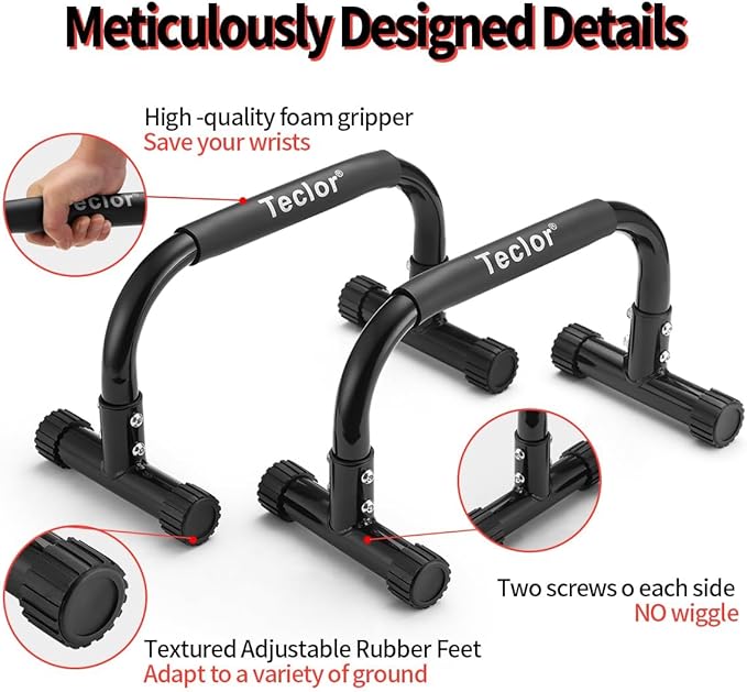 Push Up Bar, Parallettes Bars For L-sit & Dip, Heavy-Duty No Wobbling Parallel Bars Stand For