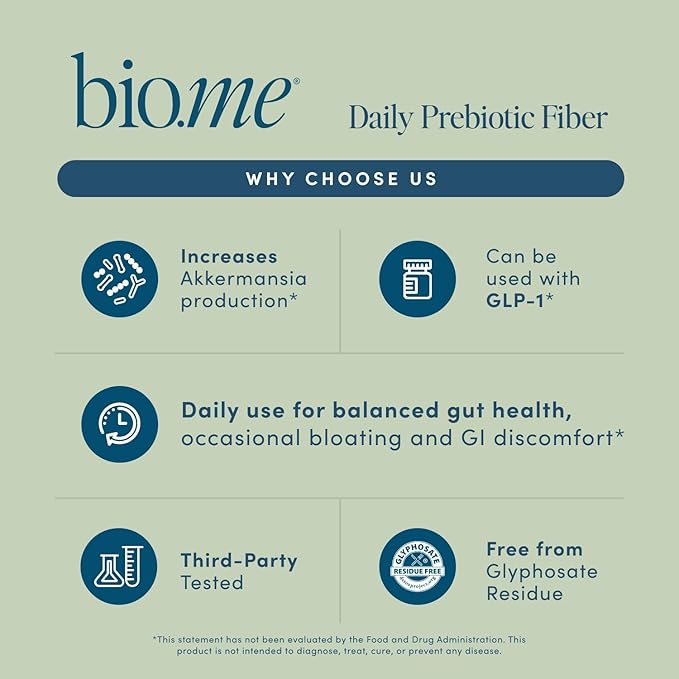 Daily Prebiotic Fiber Powder Unflavored - 20 Travel Packs, 7g Per Serving - Soluble & Insoluble