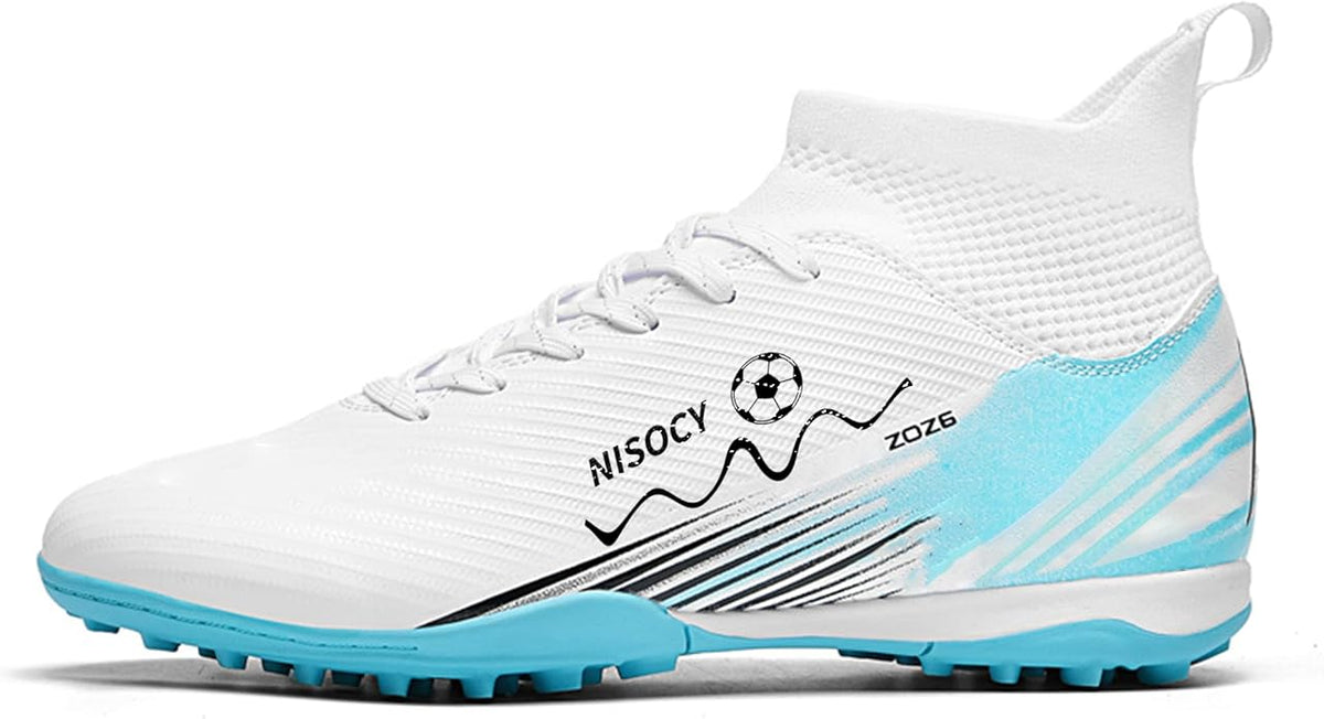 NISOCY Soccer Shoes for Mens Womens Professional Cleats High-Top Athletic Turf Football Shoe