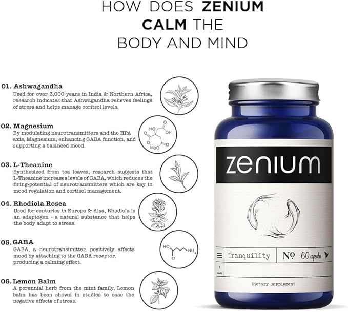 Zenium - Relieve Stress, Tension, Worry, Nervousness, & Irritability | Calm The Mind & Body |