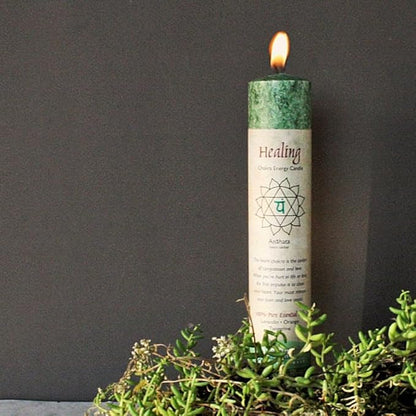 Premium Scented Candle Hand Made Chakra Energy Pillar | 4-Pack | Healing, Anahata | Yoga, Prayer &