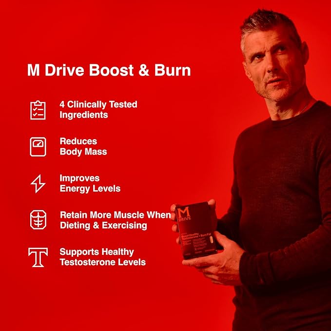 Mdrive Boost and Burn Testosterone Support Supplement and Fat Burner with Zinc, KSM-66 Ashwagandha