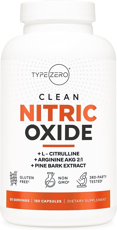 Type Zero Nitric Oxide 6X Booster, 150 Veggie Capsules - Natural Supplement - Beetroot, Arginine