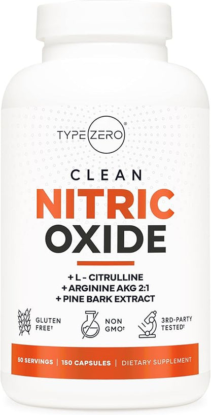 Type Zero Nitric Oxide 6X Booster, 150 Veggie Capsules - Natural Supplement - Beetroot, Arginine
